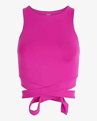 Express Bodycon High Compression High Neck Cutout Crop Top Black Women