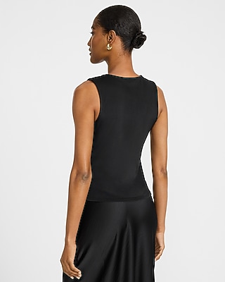 Satin Lace Pieced V-Neck Tank