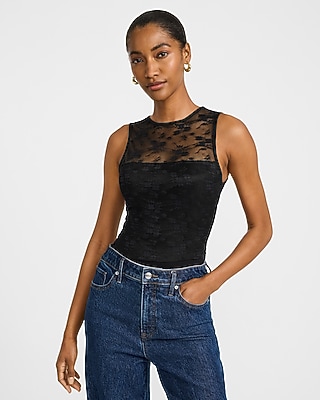 Lace Trim Square Neck Tank | Express