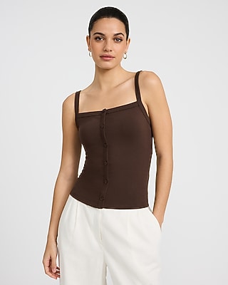 Gauze Pattern Square Neck Tank | Express