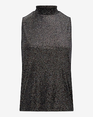 Glitter Velvet Mock Neck Tank