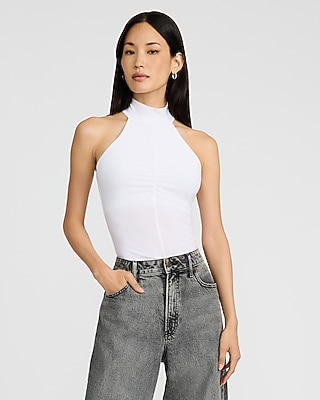 Satin Halter Cowl Neck Tank