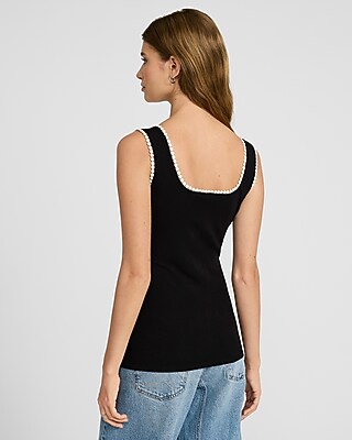 Square Neck Eyelet Trimmed Tank - image 3