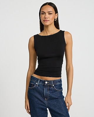 Boat Neck Novelty Hardware Back Cutout Tank