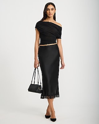 Mesh Asymmetrical One Shoulder Ruched Top