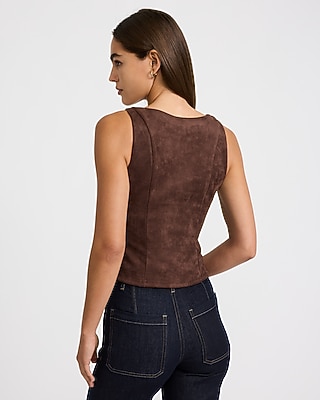 Faux Suede Crew Neck Tank