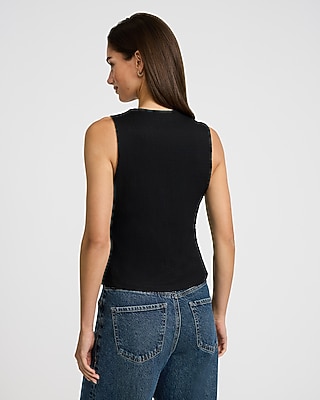 Textured V-Neck Gold Button Vest Top - image 2