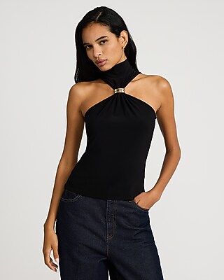 Mock Halter Neck Gold Hardware Tank