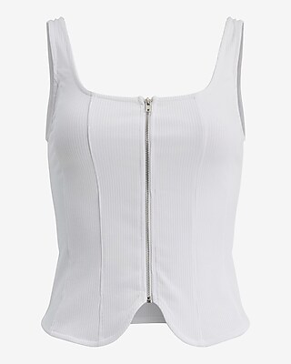 Ribbed Square Neck Zip Front Tank - image 5