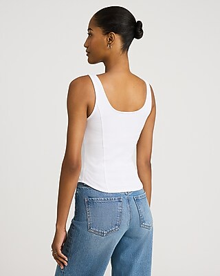 Ribbed Square Neck Zip Front Tank - image 3