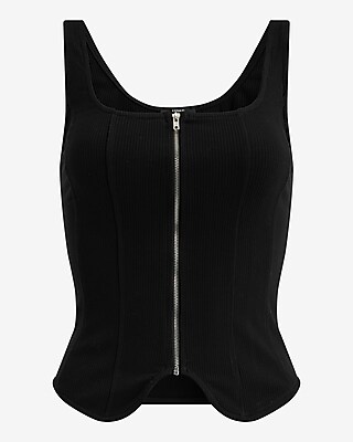 Ribbed Square Neck Zip Front Tank - image 4