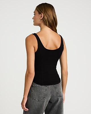 Ribbed Square Neck Zip Front Tank - image 2