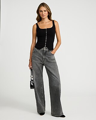 Ribbed Square Neck Zip Front Tank - image 3
