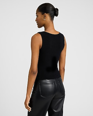 Crepe Draped Cowl Neck Sweater Tank