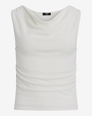 Crepe Draped Cowl Neck Sweater Tank