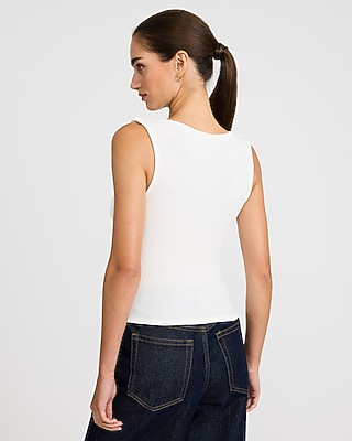Crepe Draped Cowl Neck Sweater Tank