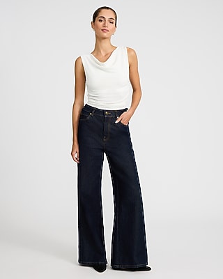 Crepe Draped Cowl Neck Sweater Tank