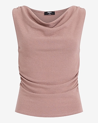 Crepe Draped Cowl Neck Tank