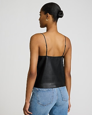 Faux Leather Lace Trim Cami | Express