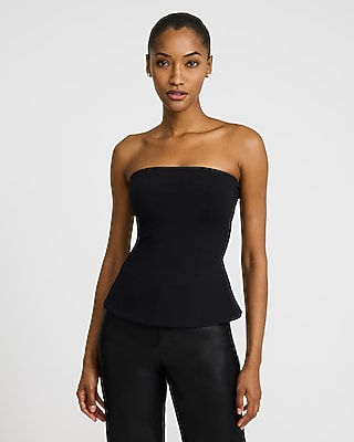 Satin V-neck Twist Front Peplum Top | Express