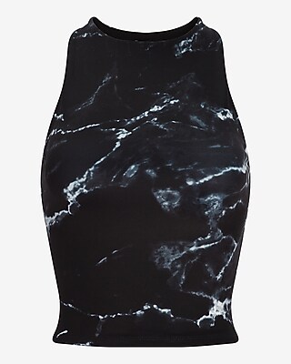 Body Contour Marbled Cropped High Neck Tank
