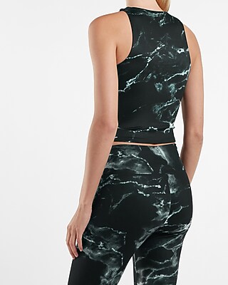 Body Contour Marbled Cropped High Neck Tank