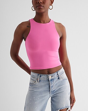 Pink Lace Crop Vest Tank Top | Streetwear Society Store