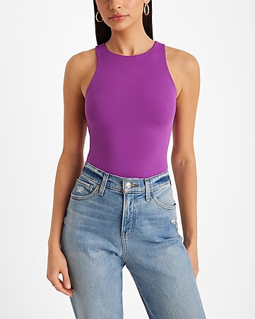 By Together Sleeveless V-neck Cropped Tank Top Lilac Blue