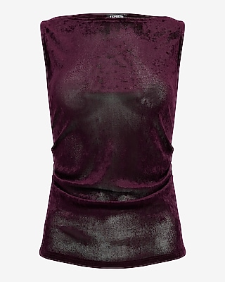 Velvet Boat Neck Ruched Tank