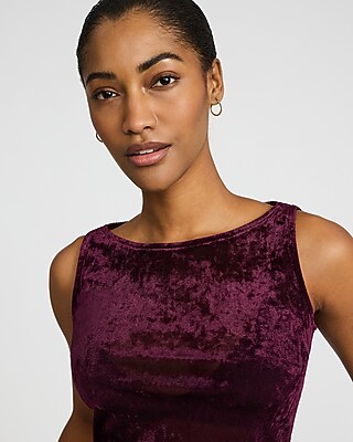 Velvet Boat Neck Ruched Tank