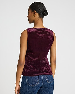 Velvet Boat Neck Ruched Tank
