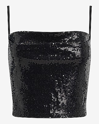 Dot Sequin Cowl Neck Cropped Cami