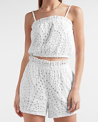 Eyelet Lace Cropped Bubble Cami