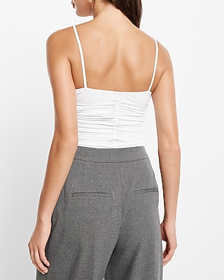 Body Contour Compression Ruched Bodysuit With Bra Cups