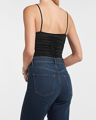 Body Contour Compression Ruched Bodysuit With Bra Cups - image 3