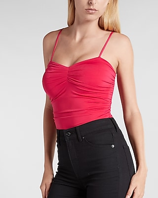 Body Contour Compression Ruched Bodysuit With Bra Cups | Express