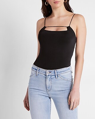 Body Contour Silky Strappy Front Thong Bodysuit