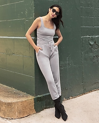 Velour Cropped Square Neck Tank