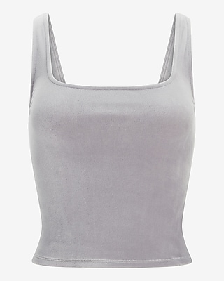 Velour Cropped Square Neck Tank