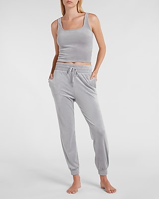 Velour Cropped Square Neck Tank