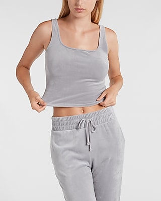 Velour Cropped Square Neck Tank