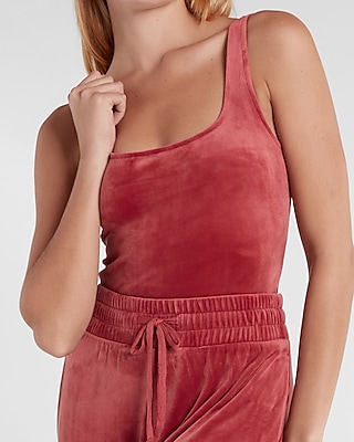 Velour Cropped Square Neck Tank | Express