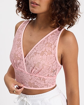 Sheer Lace V-Neck Longline Bralette