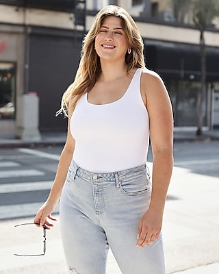 Express Body Contour Matte Scoop Neck Thong Bodysuit