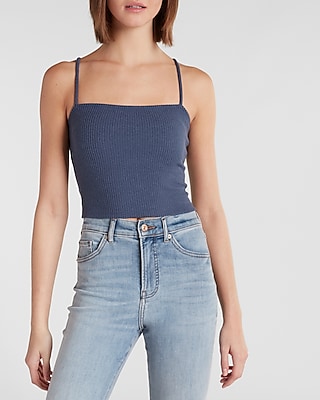 Cozy Ribbed Square Neck Cropped Cami