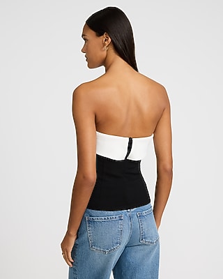 Color Block Fold Over Strapless Tube Top - image 2