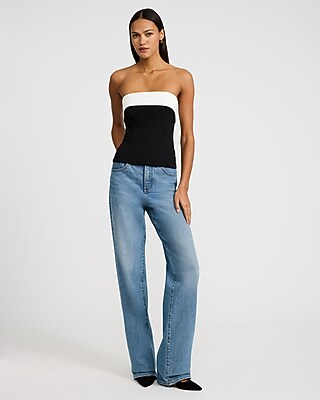 Color Block Fold Over Strapless Tube Top - image 3