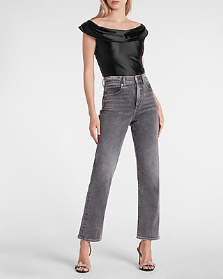 Satin Off The Shoulder Thong Bodysuit