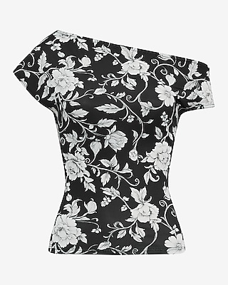 Floral Matte Jersey Asymmetrical One Shoulder Top - image 4