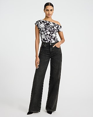 Floral Matte Jersey Asymmetrical One Shoulder Top - image 3
